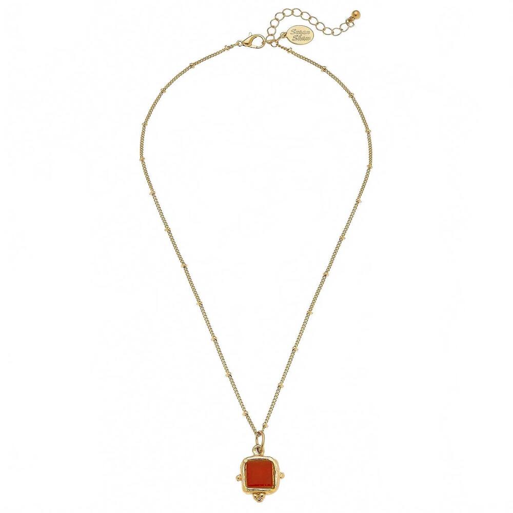 NEW SUSAN SHAW women's charlotte dainty necklace in red